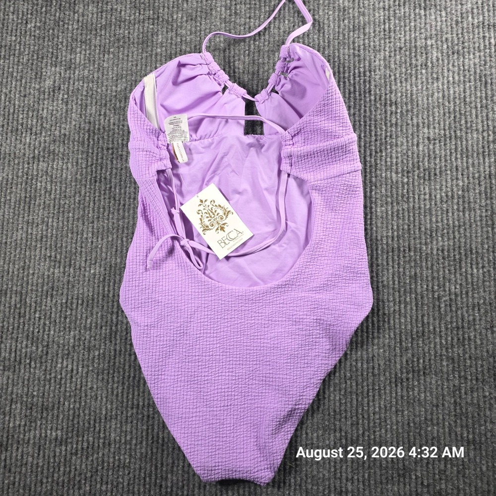 Becca Rebecca Virtue Womens Orchid Purple Crinkle One Piece Swimsuit Size Small - Picture 2 of 3